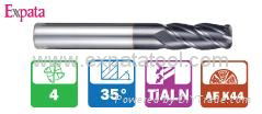 Four flute solid carbide corner radius end mill