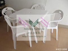 供應塑料方桌與扶手椅HXD1008