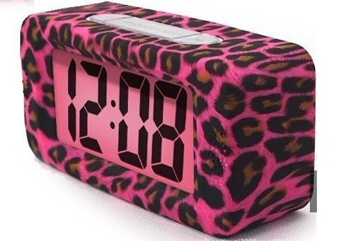  Leopard case digital square alarm table clock with silicone case