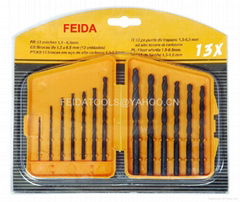 13pcs hss drills with plastic box and double blister