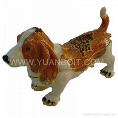 Dog shaped metal jewelry box