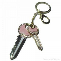 Sell pink color metal keychain