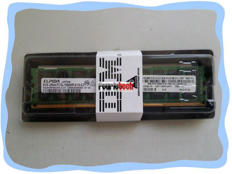 49Y1397 49Y1415 8GB (1x8GB, 2Rx4, 1.35V) PC3-10600 CL9 ECC DDR3 1333MHz LP RDIMM 2