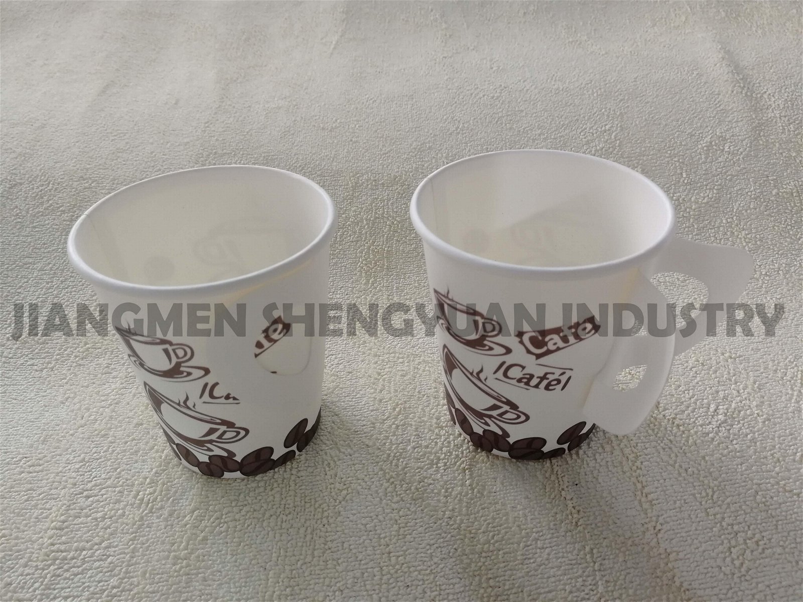 7oz 8oz Disposable Single Wall Paper Coffee Tea Cups with Ears/Handle for Hot Dr