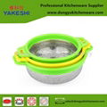 new style stainless steel colander with silicone handles