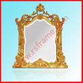 Supply high-grade of gold ornamental engraving Hotels PU decorative mirror frame