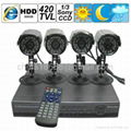 4 Channel H.264 DVR System with 4 Waterproof IR 1/3 420TVL Sony CCD Cameras