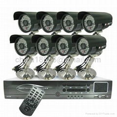 500G HDD 8-Channel High-def DVR System + 8 Black Surveillance Cameras