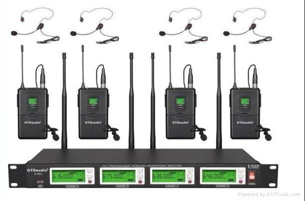 G-787 True diversity 4*100 channel UHF wireless Bodypack microphone (1 set)