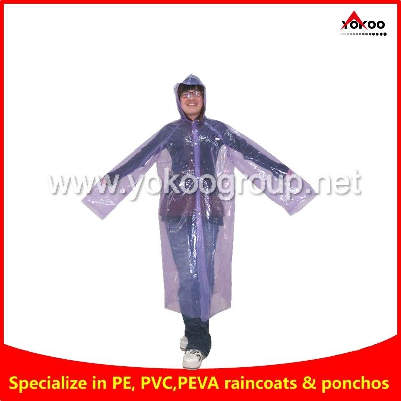 Promotional PE Disposable Raincoat, Adult Pocket Raincoat for South Korea 4