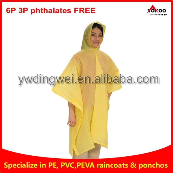 110g Yellow PEVA rain poncho for festival 1