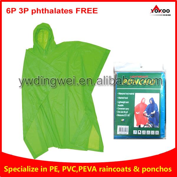 110g Yellow PEVA rain poncho for festival 2