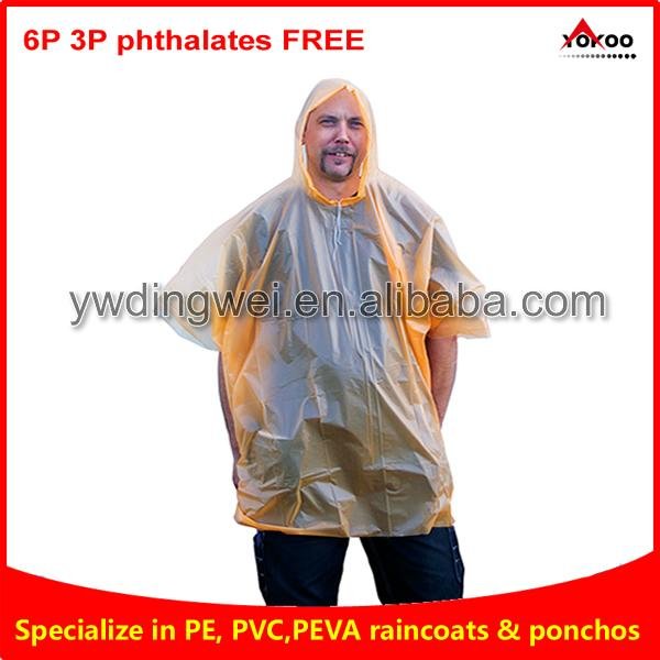 110g Yellow PEVA rain poncho for festival 7