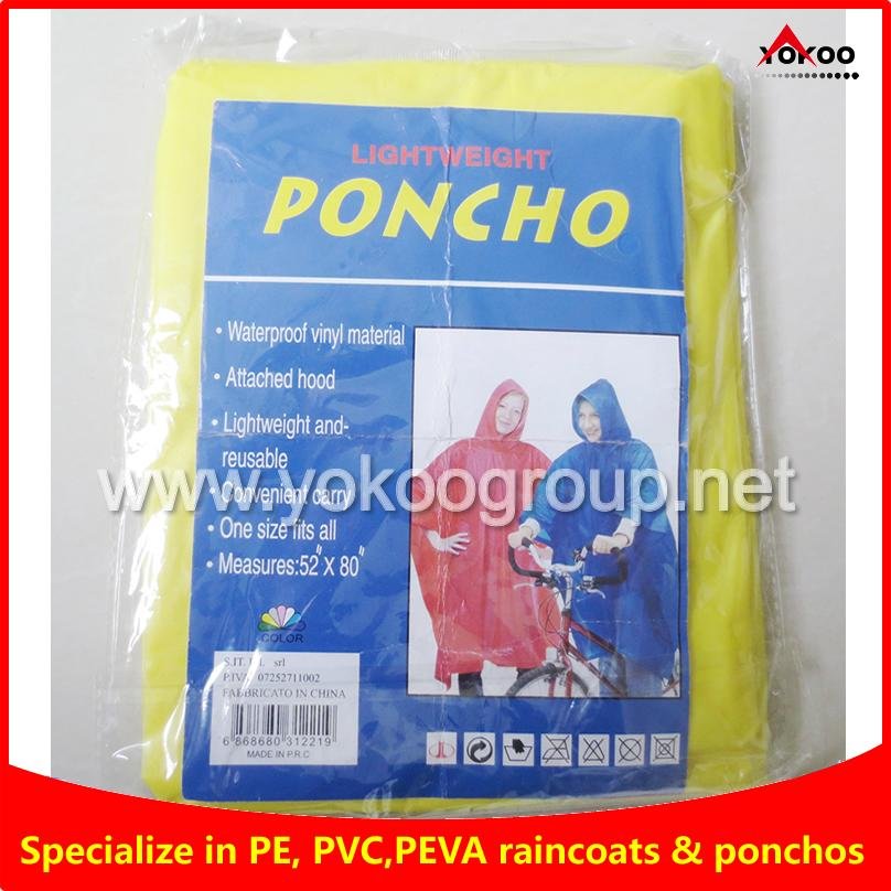 110g Yellow PEVA rain poncho for festival 13