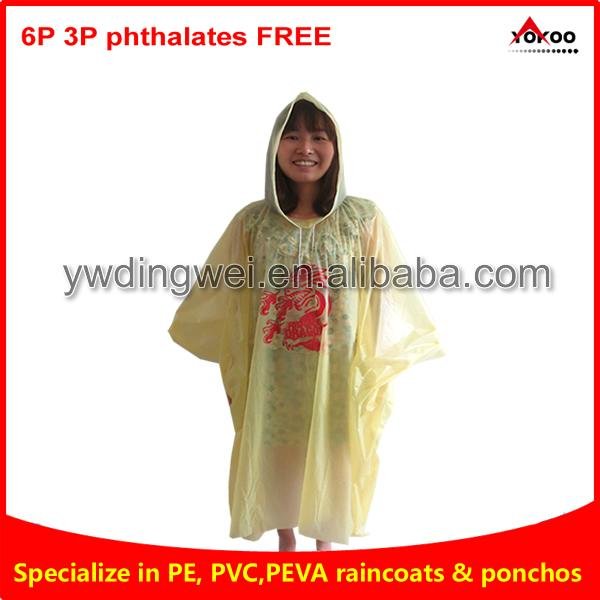 110g Yellow PEVA rain poncho for festival 14