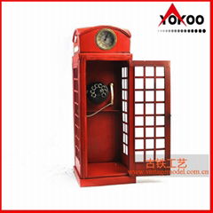 Handmade antique metal decoration (1920 RED LONDON TELEPHONE BOOTH)