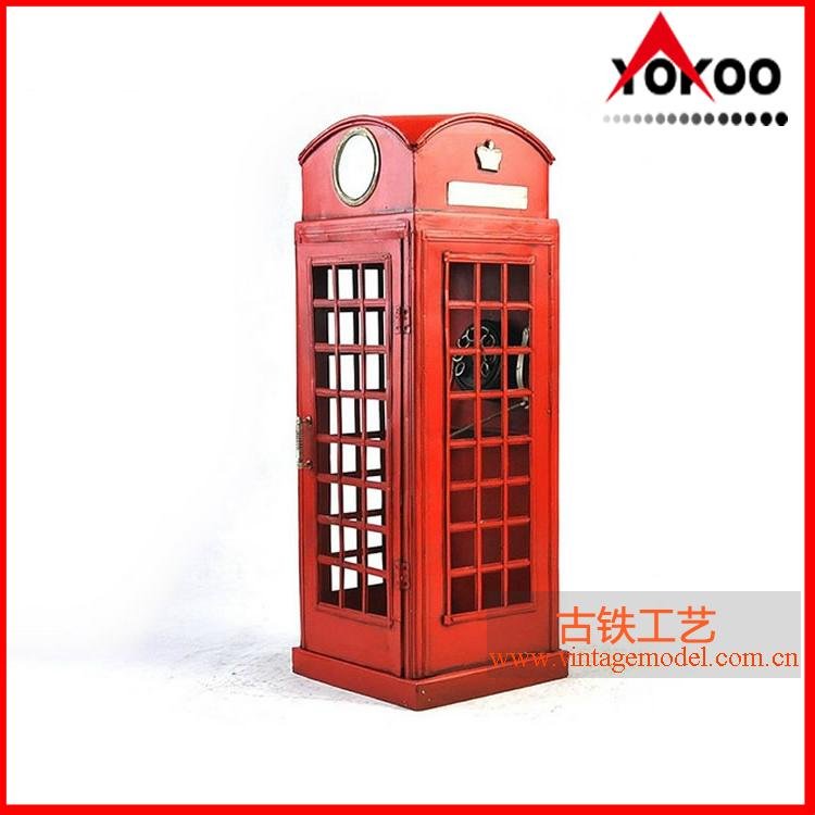 Handmade antique metal decoration (1920 RED LONDON TELEPHONE BOOTH) 2