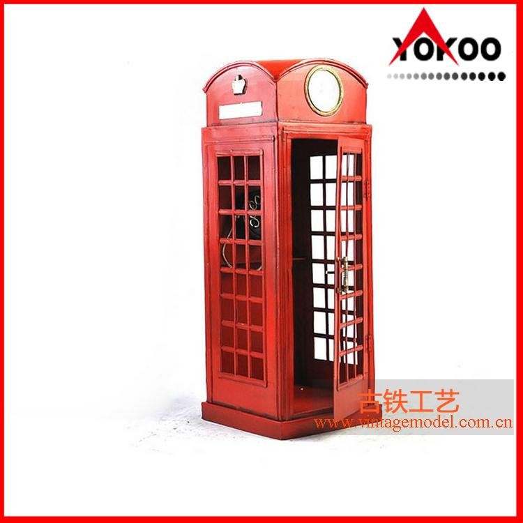 Handmade antique metal decoration (1920 RED LONDON TELEPHONE BOOTH) 3