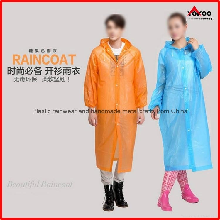Cheap PEVA long disposable raincoat with sleeves for promotion 1