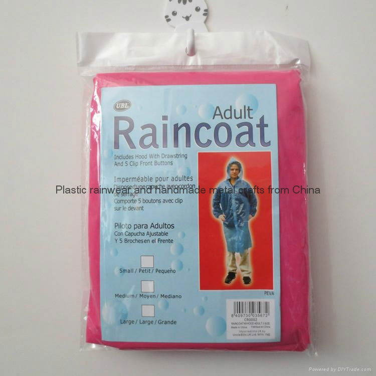 Promotional emergency PEVA long raincoat with sleeves for outdoor events