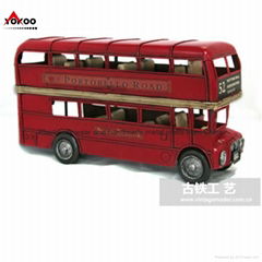 Handmade vintage bus model for decoration (1905 RED LONDON DOUBLE-DECKER BUS)