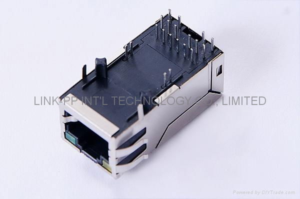 1840745-4 Low profile Tab-up RJ45 Shielded Connector With Magnetics