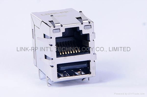 0821-1X1T-36-F RJ45 Connector With USB connettori usb