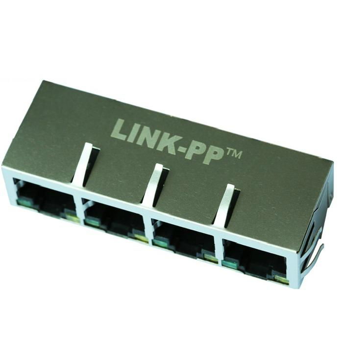 HFJ14-E1G11ER-L11RL 1X4 RJ45 Connector With Gigabit Integrated Magnetics