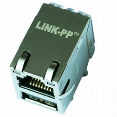 0821-1X1T-32-F With Single Port USB RJ45 Connector With Gigabit Magnetics