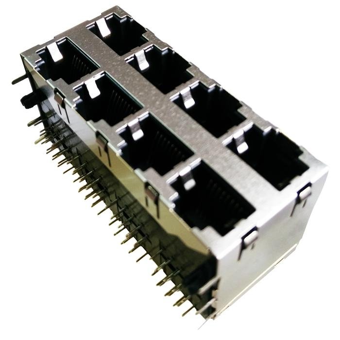 J0B-0384NL 10/100/1000 Base-TX RJ45 2x4 Integrated Magnetics Connector With PoE