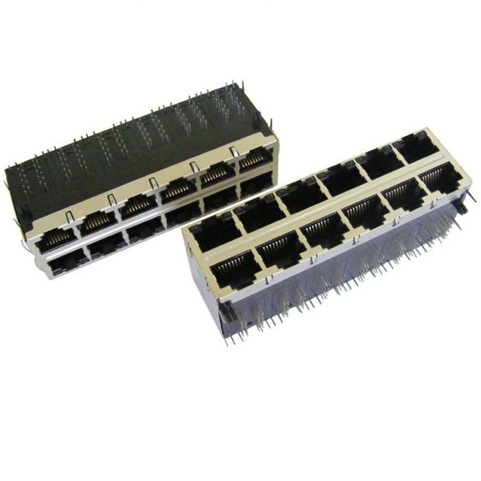 1840858-4 Stacked 2X6 Gigabit RJ45 Connector With PoE