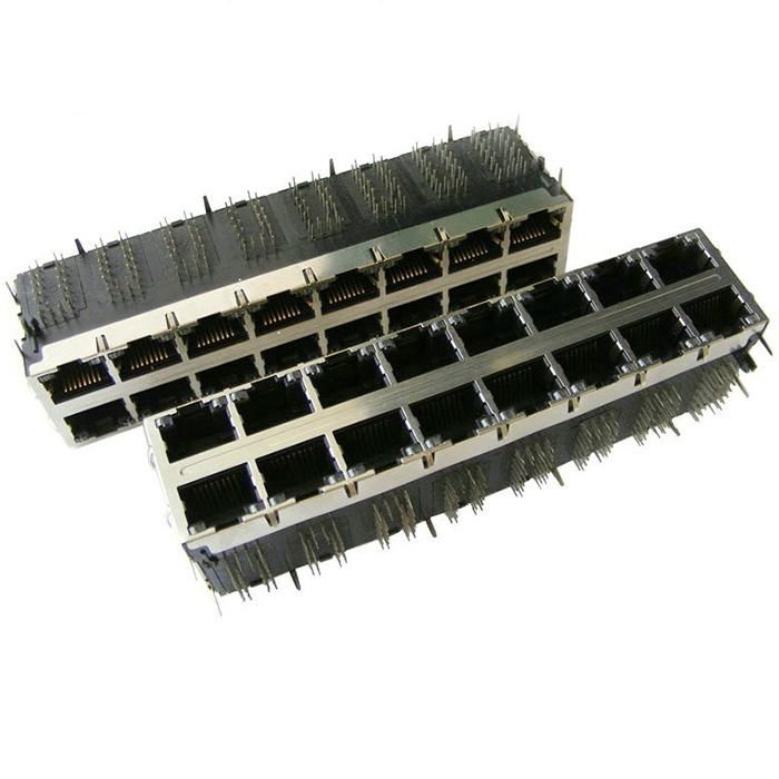 0811-2X8T-28 Stacked 2X8 10/100Base-t RJ45 Modular Connectors