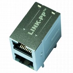 0845-2R1T-E4 Stacked 2X1 Gigabit  RJ45 Connector Module With Integrated Magnetic