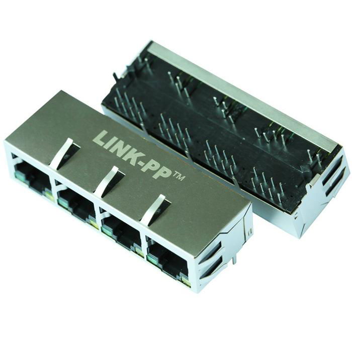 J8064D648ANL 1x4 RJ45 Connector with 10/100 Base-T Integrated Magnetics