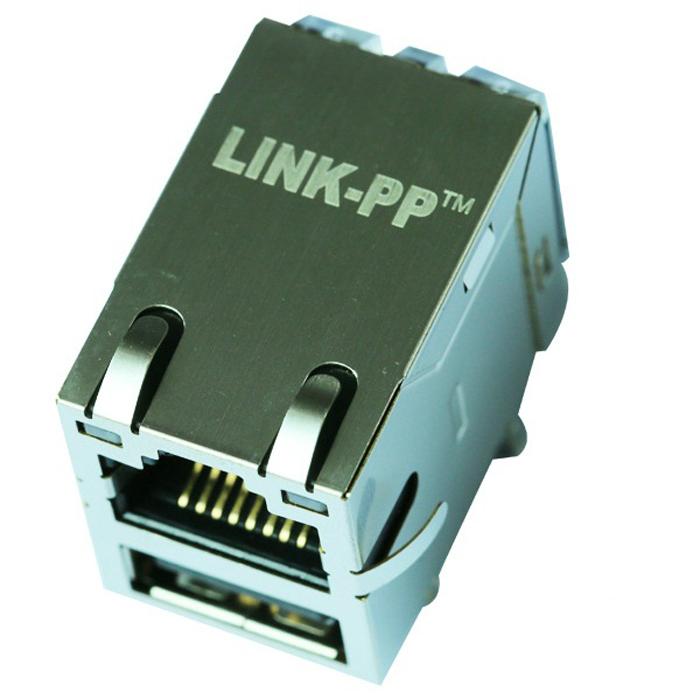 8211-1X1T-36-F RJ45 Connector with 10/100 Base-T Magnetics With Single USB