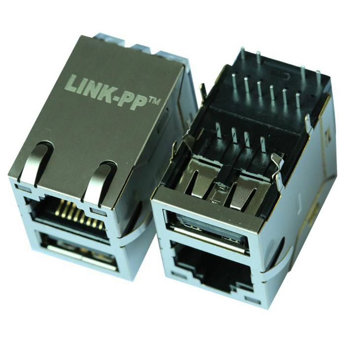 MTJ-USB-88JX1-FS-PG-LL-M41 RJ45 Connector With Single USB 2