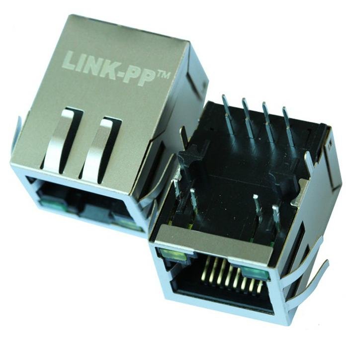 SK02-111008VNL Single Port RJ45 LED Connector with Integrated Magnetics