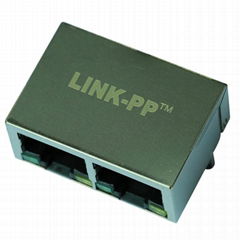 62F-1207GYDNW2NL 2 Port Stacked RJ45 Magnetic Connector