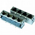 HFJ14-2450ERL 1X4 RJ45 Connector with 10/100 Base-T Integrated Magnetics