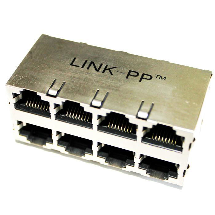 RM4-104ADV1F 2X4 RJ45 Connector with 10/100 Base-T Integrated Magnetics