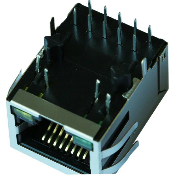 48F-01GYD2P2NL | Single Port Shielded RJ45 Plug Connector with Transformer 5