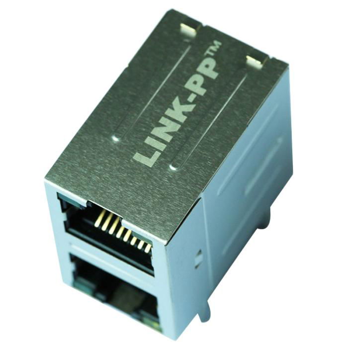 0879-2X1R-Y6 | 2X1 RJ45 Connector with 1000 Base-T Integrated Magnetics