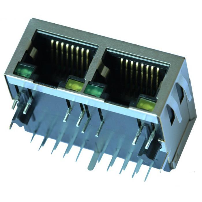 HR911261C | 1X2 RJ45 Modular Connector with 1000 Base-T Integrated Magnetics