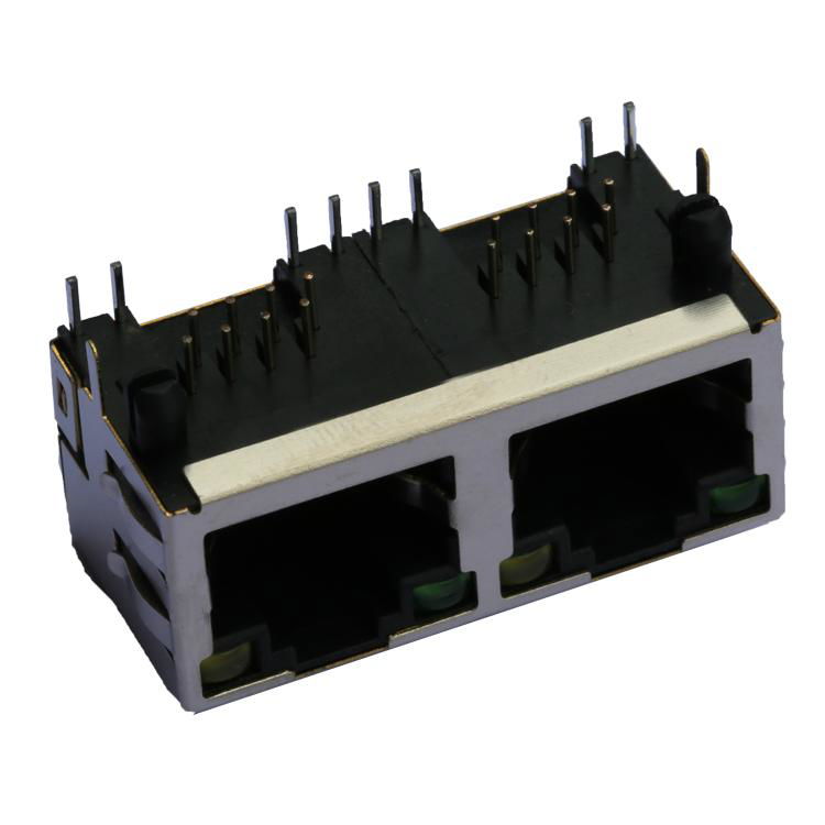 1-6610005-5 | 1X2 RJ45 Connector with 1000 Base-T Integrated Magnetics 5