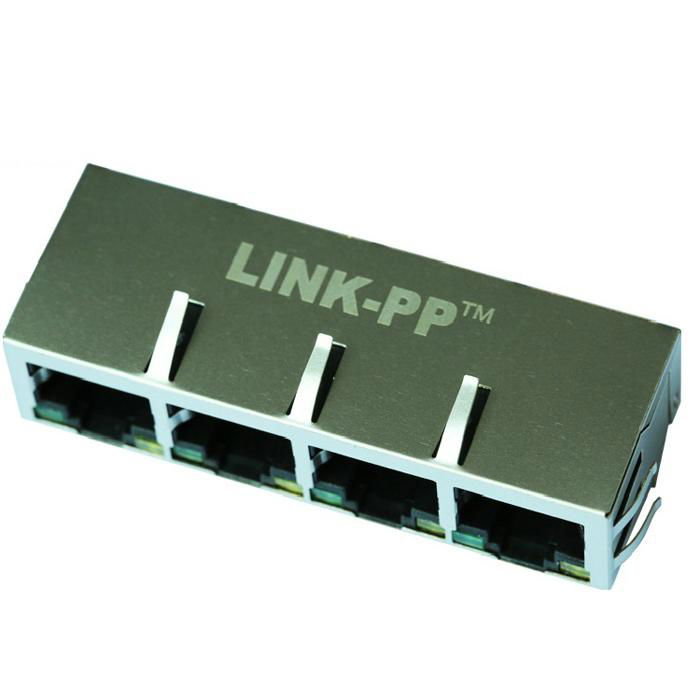 64F-1303GYD2NL | 1X4 RJ45 Modules Connector with 1000 Base-T Integrated Magnetic 4