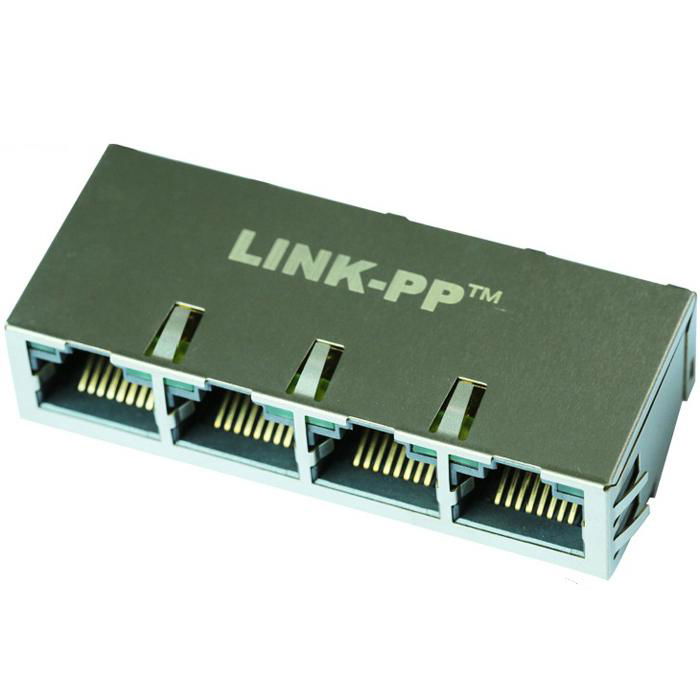 RTC-1S4AAK1A | 1X4 RJ45 Jacks Connector with 1000 Base-T Integrated Magnetics 4