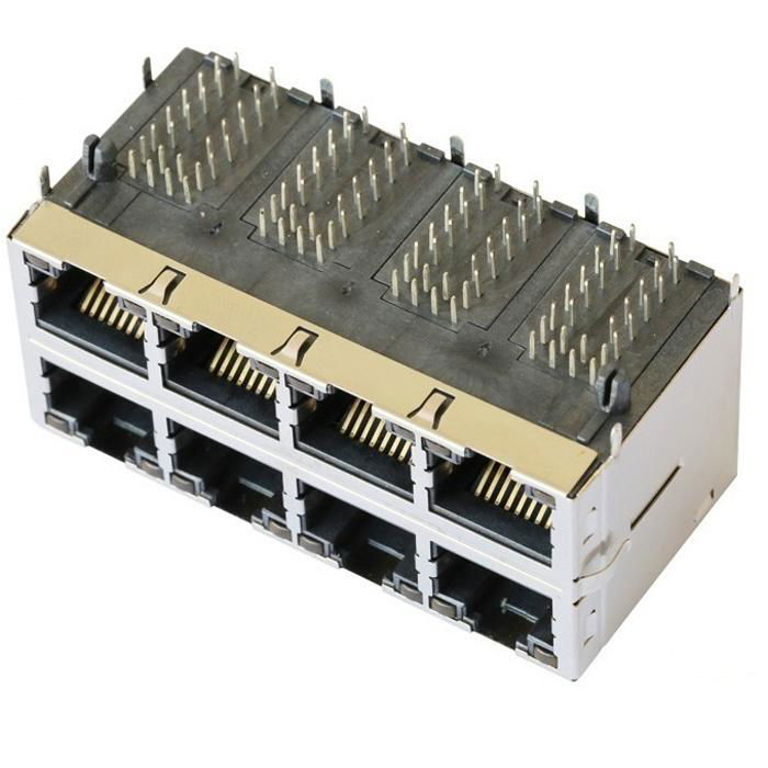 XFGIGH-STKVDGY8-4 | 2X4 RJ45 Connector with Gigabit Integrated Magnetics