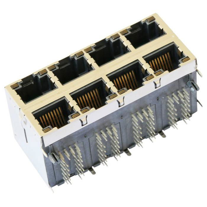 XFGIGH-STKVDGY8-4 | 2X4 RJ45 Connector with Gigabit Integrated Magnetics