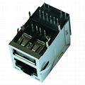 0821-1X1T-43-F RJ45 Connector with Gigabit Integrated Magnetics With Single USB 4