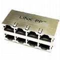 0833-2X4R-56-F 2X4 ports 10/100 Base-T Stacked RJ45 Magjack Connector 7